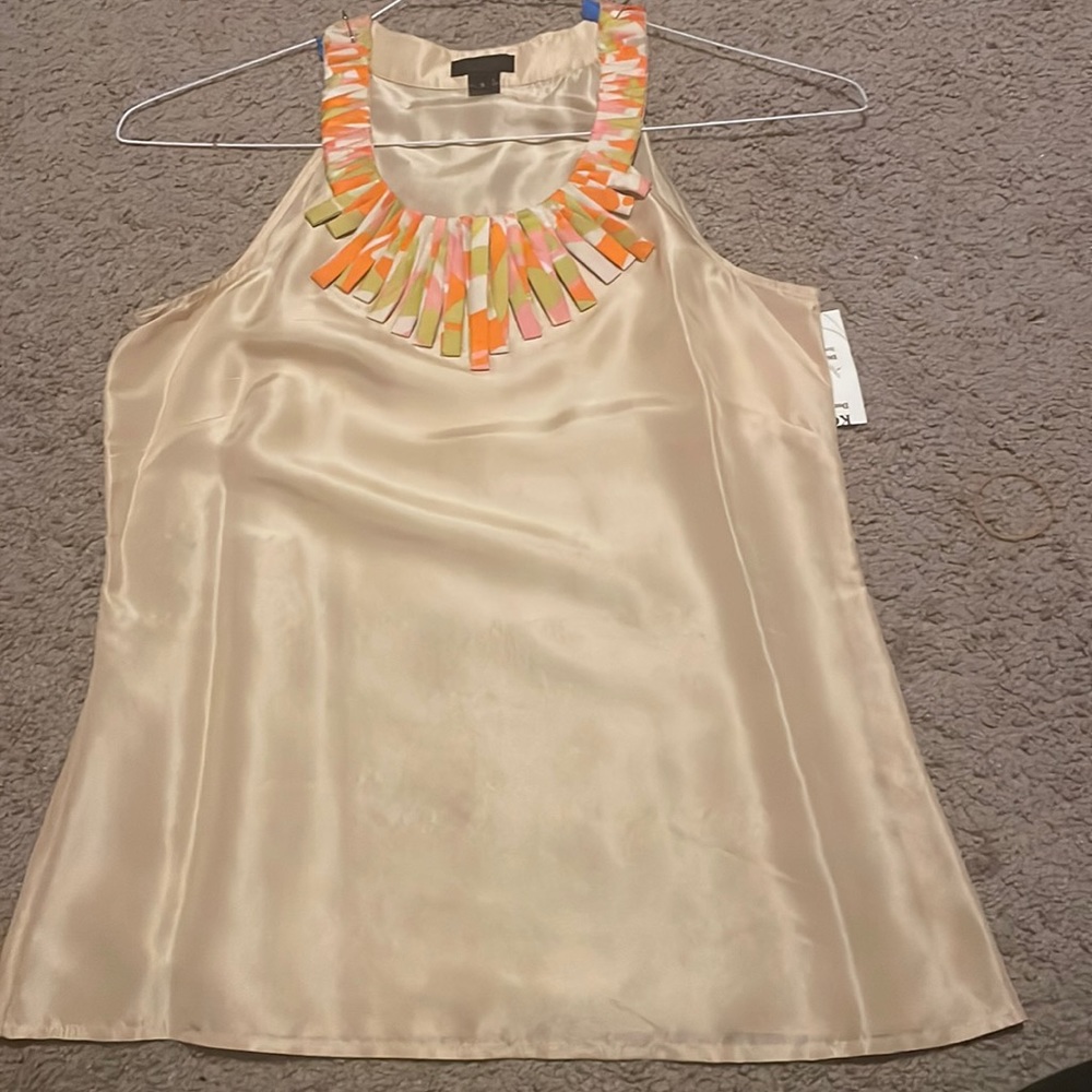 J. Crew tan swoop neck silk blouse
